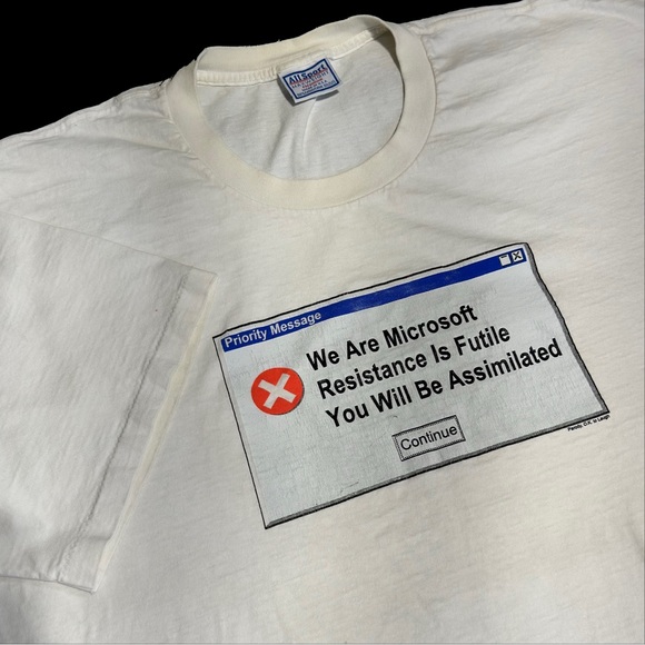 VTG Microsoft Parody Satirical “Resistance Is Futile” Single Stitch T Shirt XXL - Picture 3 of 11